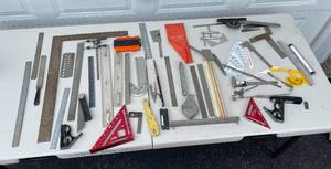 lot 127 image: Large Lot of Vintage and Modern Measuring Tools and Squares