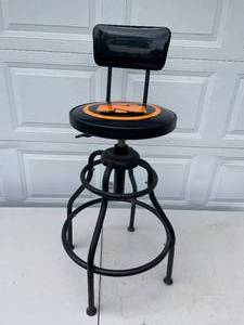 lot 128 image: Heavy-Duty Adjustable Bar Stool with Backrest