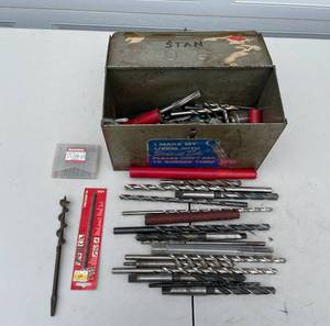 lot 37 image: Collection of Drill Bits and Accessories with Metal Tool Box