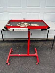 lot 281 image: Heavy Duty Adjustable Rolling Workbench with Power Strip