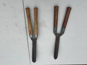 lot 300 image: Lot of 2 Vintage Hedge Shears with Wooden Handles