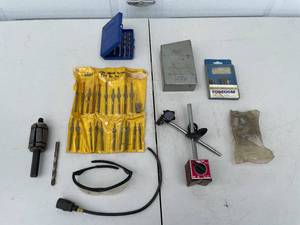 lot 185 image: Assorted Drill Bits, Magnetic Base, and Accessories Lot