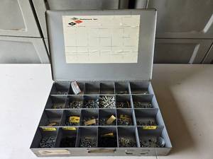lot 101 image: Assorted Fasteners in Metal Organizer