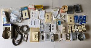 lot 105 image: Lot of Electrical Outlets, Plates, and Hardware