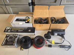 lot 114 image: Assorted Electronics and Accessories Lot Featuring EverFocus Camera, NOCO Port Plug, and More