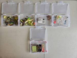 lot 168 image: Assorted Fishing Tackle Lot with Plastic Storage Boxes