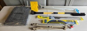 lot 194 image: Lot of Automotive Accessories Snow Brush, Rain-X Wipers, Window Visor, and Hydraulic Struts