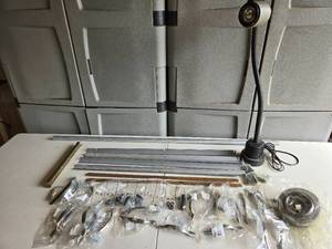 lot 196 image: Assorted Cabinet HardwareParts and Flexible Arm Work Light