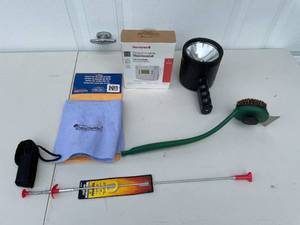 lot 319 image: Assorted Lot of Tools, Thermostat, and Cleaning Supplies