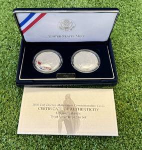 2000 Leif Ericson Millennium Coins - 2 Coin Proof Silver Set