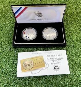 2018 WW1 Centennial Silver Dollar & Navy Medal Set