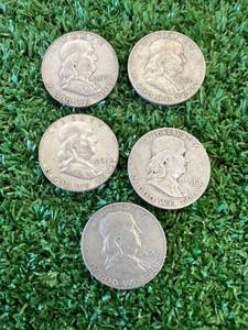 5 Franklin Half Dollars