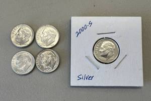 5 Silver Roosevelt Dimes
