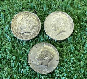 3 Kennedy 40% Silver Half Dollars