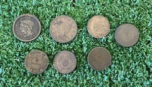 7 Old US Copper Coins - 1849,1856,1864