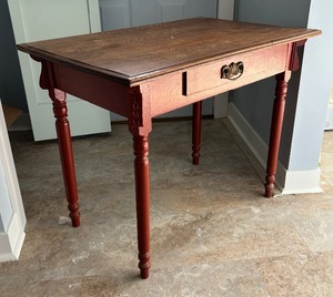 lot 201 image: Vintage Wooden Table with Drawer