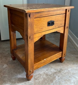 lot 223 image: Rustic Side Table  Accent Table with Drawer