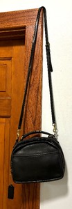 lot 204C image: Vintage Coach Black Lunch Box Leather Handbag