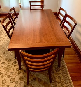 lot 9 image: Gorgeous Dining Table Room Table  Draw Leaf Extension Dining Room Table and Chairs