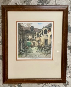 lot 139 image: Signed Framed Vintage Colored Etchings by Robert Kasimir and Luigi Kasimir