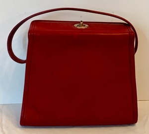 lot 108 image: Coach Red Glove Tanned Leather Geometric Top Handle #9043