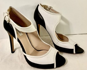 lot 120 image: L.K. Bennett Kali Two Tone Scuba Shoes  L.K. Bennett Kali Two Tone Peep Toe Stilettos