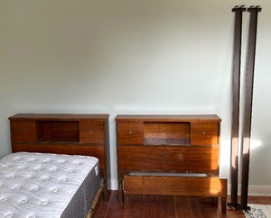 lot 25 image: Pair of Vintage Mid Century Wooden Twin Bed Frames