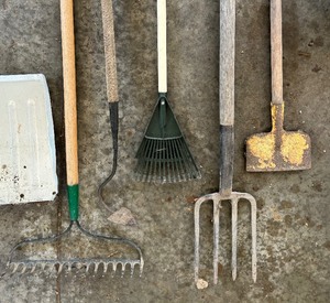 lot 179C image: Shovels, Rakes, Hoe, Pitchfork and More