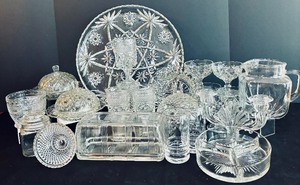 lot 74 image: Vintage Group of Assorted Crystal, Clear and Cut Glass