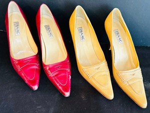 lot 91 image: Two Pumps in Tan and Maroon by Isaac Mizrahi