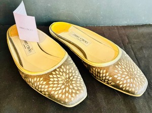 lot 92 image: Jimmy Choo Mules  Glitter Fabric Maya Bronze