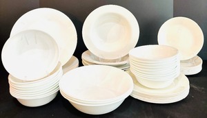 lot 99 image: Bright White Corelle and Pier 1 Dishes