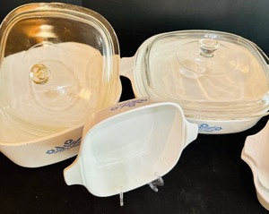 lot 300 image: Group of Blue Flower Corning Ware