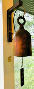 lot 334 image: Vintage Large Cow  Sheep Bell Beautiful Patina Medal
