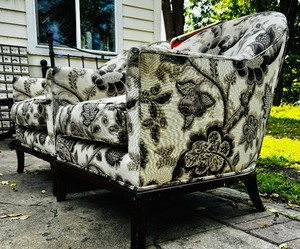 lot 373 image: Pair of A. Rudin Upholstered Barrel Chairs