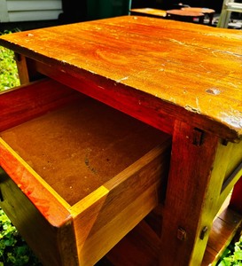 lot 389 image: Wooden Accent Table with Drawer