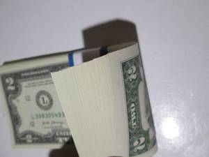 Bundle Of Uncirculated $2.00 Bills Banded By The Fed
