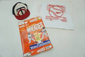 lot 136 image: Wheaties autographed box, Twins hat and homer hankies