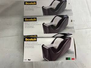 lot 14 image: 3 Scotch Desktop Tape Dispensers