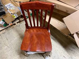 lot 25 image: Two Cherry Oak Dining Room Chairs