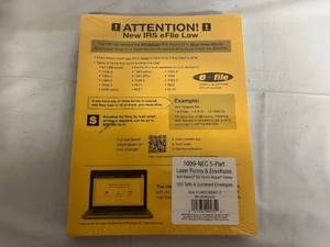 lot 104 image: 5x 100ct Sets of 1099-NEC Laser Forms and Envelopes