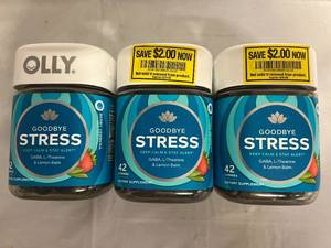 lot 132 image: 3 Bottles of Olly Goodbye Stress Gummies
