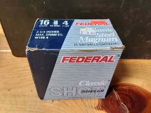 Box of 25 Federal 16ga Shotgun Shells 2 34 4 Shot