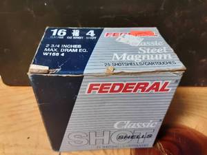 Box of 25 Federal 16ga Shotgun Shells 2 34 4 Shot