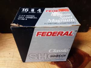 Box of 25 Federal 16ga Shotgun Shells 2 34 4 Shot