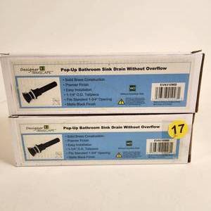 Lot of 2 Designer Trimscape Pop-Up Bathroom Sink Drain