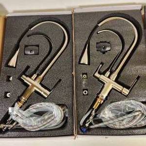 Lot of 2 OWOFUN Brush Nickel Kitchen Faucet With Water Dispenser