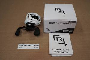 lot 2B image: 13 Fishing Concept C2 Left Handed Baitcaster Reel -White