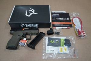 lot 1E image: NEW Taurus TX22 Compact .22 LR Semi-Auto Pistol with Viridian Laser - 2 Magazines