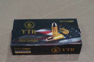 lot 183 image: 50 YTR 9mm Luger 124 Gr FMJ Ammo